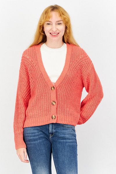 Esprit Women Plunging Neck Knitted Sweater, Red