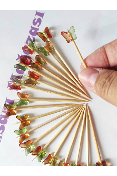 BEYHAN BAYHAN 50 Adet Dekoratif Kahve Yeşil Kelebek Boncuklu Kokteyl Kürdanı ...