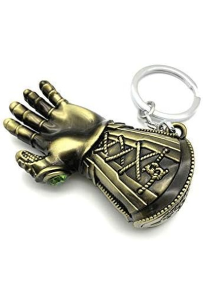 TOYFEST Thanos 3D Hand Figure Stoned Metal Keychain - Gold Color - 1 Pc