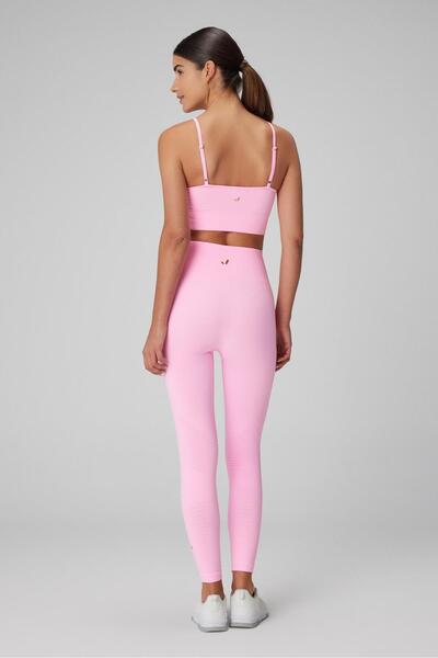 Jerf Gela Yüksek Bel, Esnek Ve Toparlayıcı Spor Tayt Neon Pembe