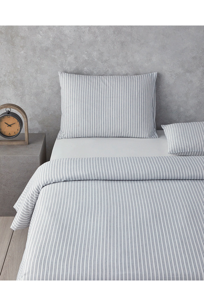 English Home Stitch Line Ipliği Boyalı Tek Kişilik Nevresim Takımı Lacivert