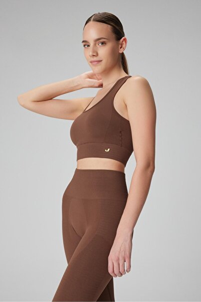 Jerf Gela Çift Katlı Kompress Sport Bra Toprak