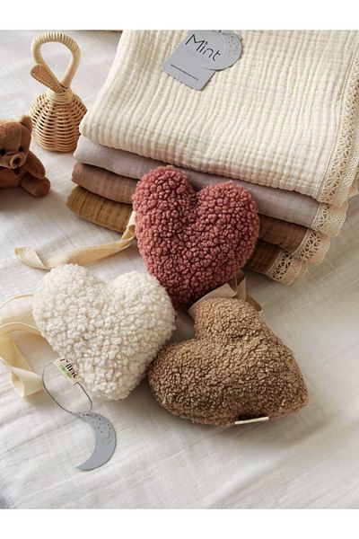 MİNT COLLECTİON Teddy Pacifier Strap Brown Heart