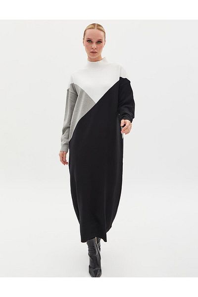 Kayra Turtleneck Black Colored Knitwear Dress - Exclusive