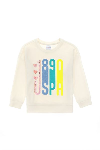 U.S. Polo Assn. Girl's Cream Crew Neck Sweatshirt 50290709 -Vr071