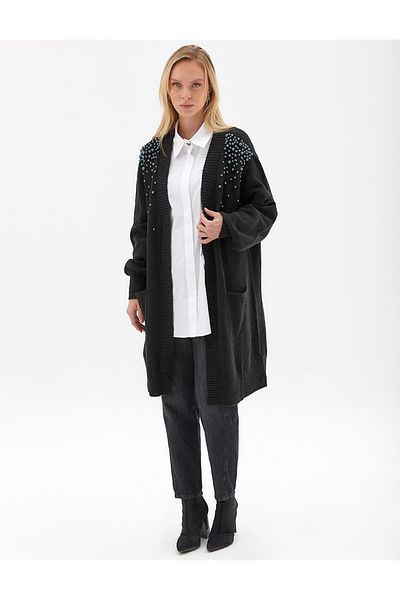 Kayra Exclusive Incili Triko Tunik siyah