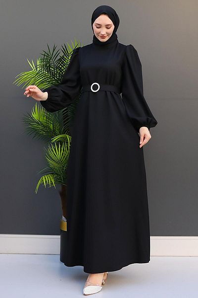 GİYZAMİLA Μαύρο Φόρεμα Hijab Feyza