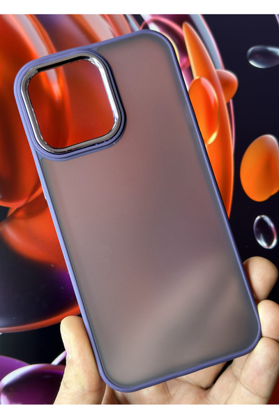 Fibaks İphone 14 Pro Max Uyumlu Kılıf Metal Çerçeve Hassas Butonlu Renkli Buz...