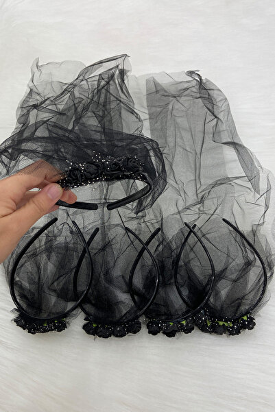 ZEYMERADE تاج وصيفة العروس الأسود، تاج الحناء لحفلات الزفاف وحفلات الزفاف وحفلات العازبة 10 قطع