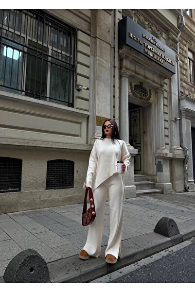 Friday Mood Női aszimmetrikus szabású nadrág és pulóver kötöttáru szett