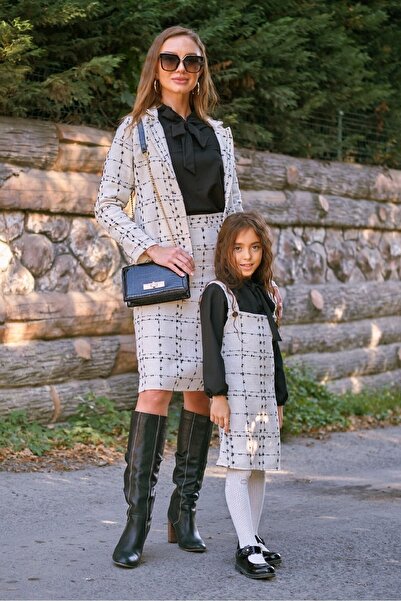 KÜÇÜĞÜM BUTİK Білий твітовий піджак і спідниця, дизайн для мами і доньки. Кожен комплект продається окремо (ПІДЖАКОМ-СПІДНИЦЕЮ).