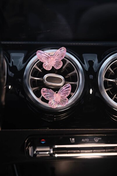 TASARIM ARABAM ATİKE ELİF AKIN زينة مكيف الهواء على شكل فراشة وردية 2 قطعة