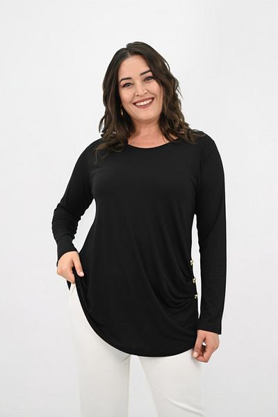 Koza Butik Γυναικεία μπλούζα με μακρυμάνικο κουμπί με λεπτομέρεια 1863-25