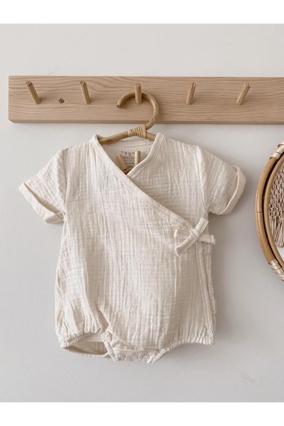 Naturaborn Gots Organic Certified Muslin Kimono Collar Baby Bodysuit