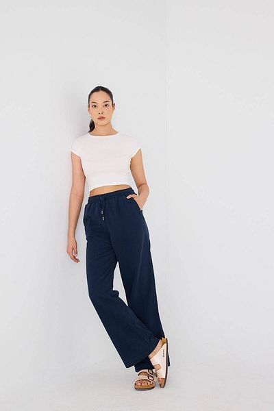 Addax Front Tie Wide Leg Trousers PN4707-PNU
