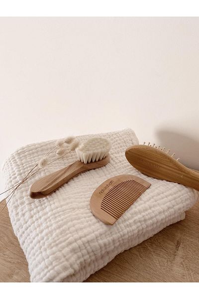 Naturaborn Soft Baby Mansion Hair Brush - Organic Natural Goat Hair, Bamboo Baby Comb and Boxwood Tar