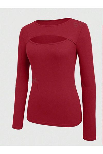 AŞAR MODA TEKSTİL Black Corded Knitted Blouse - Cut Out Detail