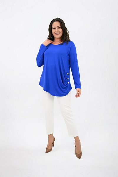 Koza Butik Women's Plus Size Long Sleeve Button Detailed Blouse 1863-25