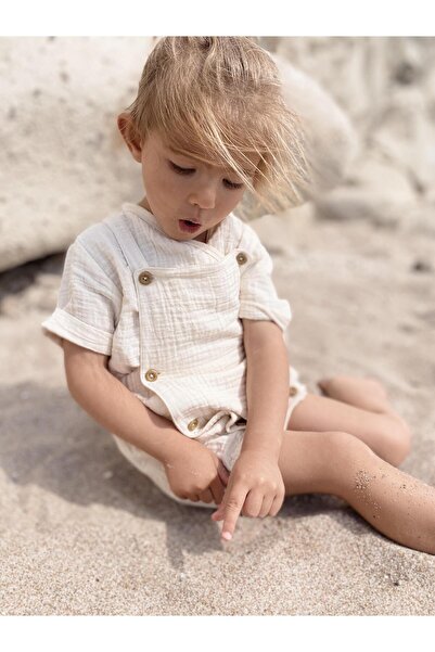 Naturaborn Nb1077 Gots Organic Certified Muslin Baby Jumpsuit with Shorts