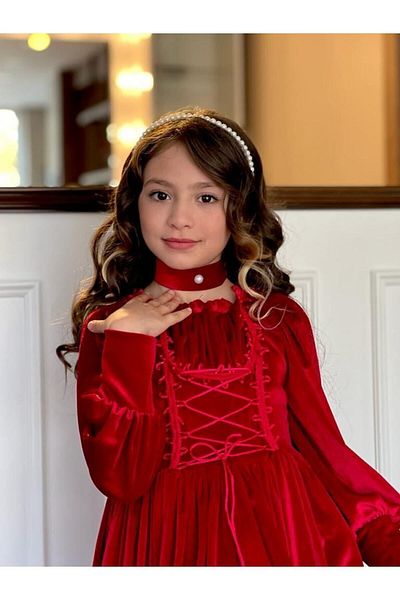 Calisa Girl's Velvet Dress Crown Bag Necklace