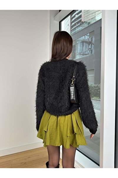 modaçelikler Layered Look Wilberto Green Women's Mini Skirt 25K153