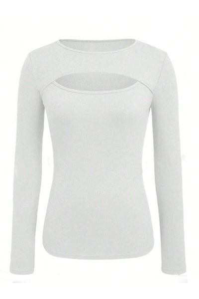AŞAR MODA TEKSTİL Black Corded Knitted Blouse - Cut Out Detail