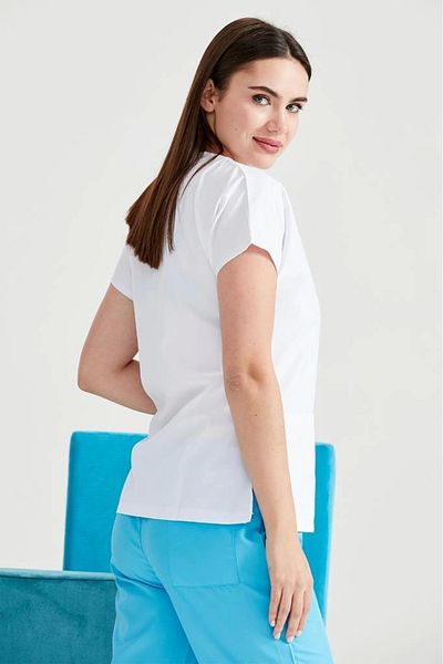 Moodamedikal Alpaca Double Piping Thick Fabric - Turquoise and Saxe Blue White Colored Surgical Single Top Jersey