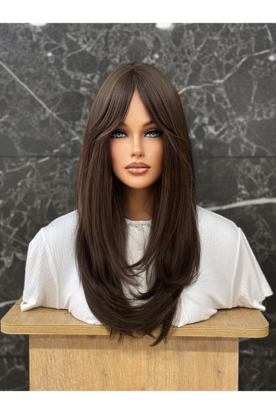 Fenomen Peruk Koyu Kumral Uzun Perçemli Peruk FNM-033