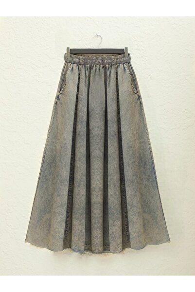 Modamorfo Tasseled Skirt - Washed Denim Tint