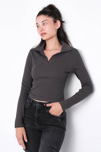 Addax Polo Neck Long Sleeve Blouse B1125-X7