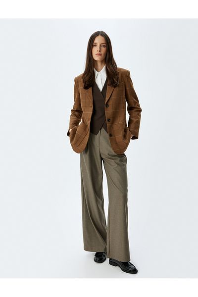 Koton Double Breasted Blazer Jacket with Pockets and Buttons