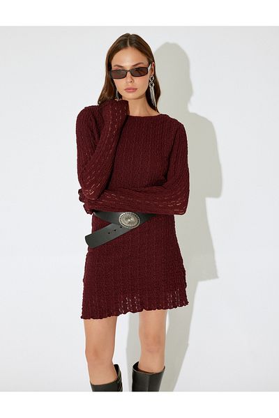 Koton X Inji - Mini Spanish Long Sleeve Textured Back Detail Dress