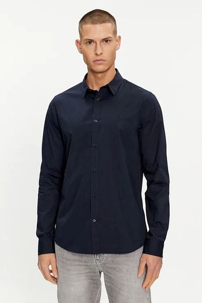 Calvin Klein Men's Cotton Slim Fit Casual Navy Blue Shirt J30J 324614 -Chw