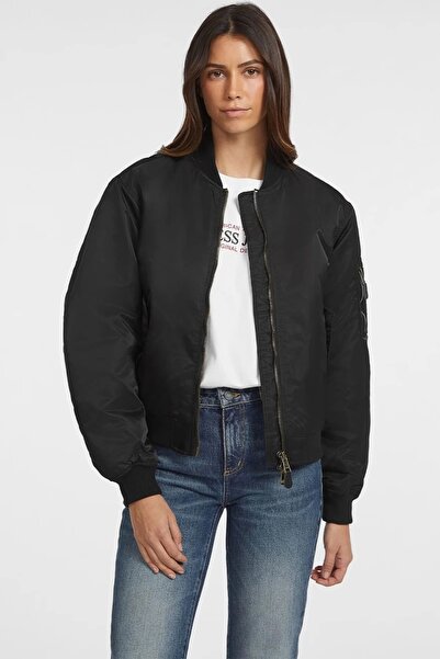 Guess Jeans Kadın Naylon Siyah Bomber Ceket