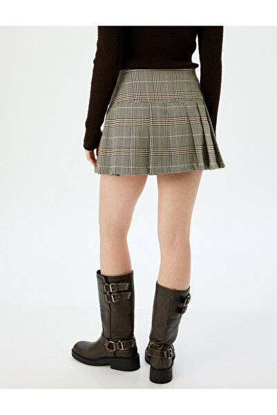 Koton Standard Waist Mini πλισέ καρό φούστα