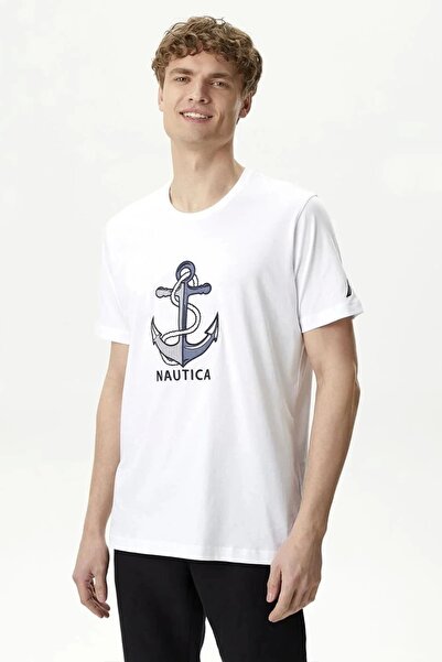 Nautica Ανδρικό μπλουζάκι με κοντό μανίκι Nautica White Standard Fit