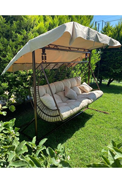 Genel Markalar Kahverengi Bahçe Salıncağı 4 Kişilik Salıncak Güneşlikli Özel ...