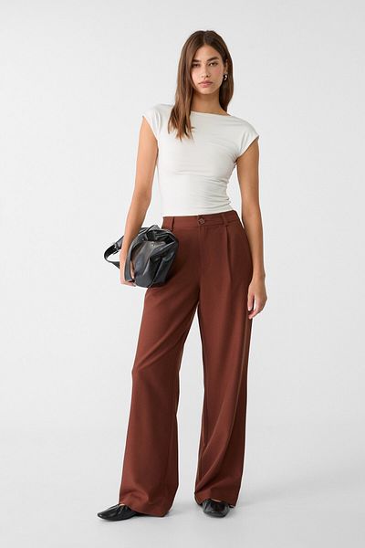 Stradivarius Straight-leg smart trousers with pleats