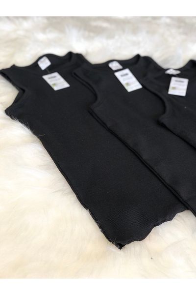 mirach Σετ 3 ελαστικές μπλούζες Unisex από Lycra - Αμάνικο και Χοντρό λουράκι μαύρο
