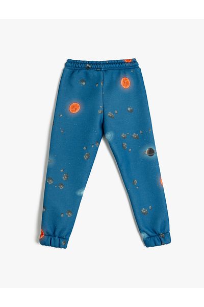 Koton Space Printed Jogger Sweatpants - Waist Lace Up Raised