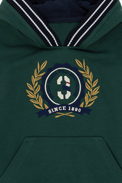 U.S. Polo Assn. Erkek Çocuk Koyu Yeşil Kapüşonlu Sweatshirt 50290759-VR079