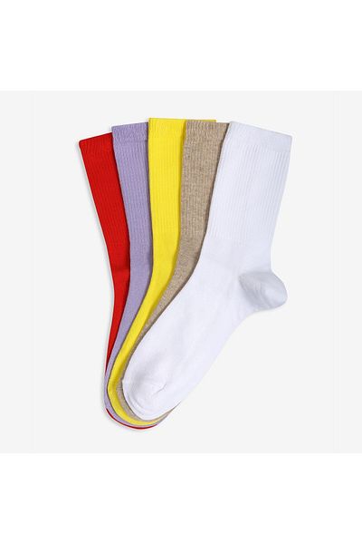 Bolero Pachet de 5 șosete colorate din bumbac moale pentru colegiu - vară