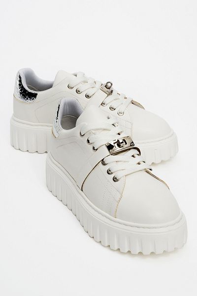 LuviShoes Andro White Silver Thick Sole Women's Sports Shoes