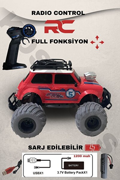 kosetoys Uzaktan Kumandalı Araba RC Klasik Nostalji Işıklı Full Fonksiyon 2.4 Ghz Şarjlı 1:18 Offroad Teker