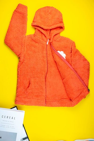 Yalçınoğlu Warm Green Plush Jacket for Kids, Flower Motif