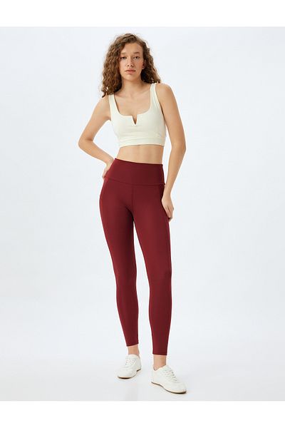 Koton Sport-Leggings mit schmaler Passform – normale Taille, Nahtdetails, Interlock