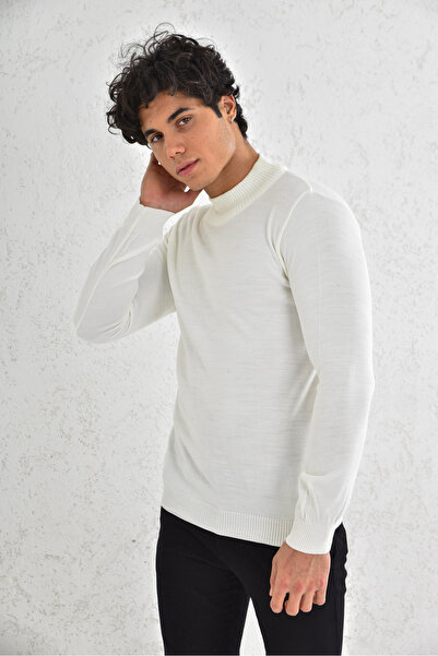 trender Pulover pentru bărbați Half Fisherman 8709 Ecru