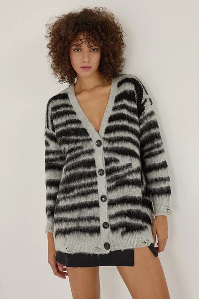 Hiccup Cardigan supradimensionat cu model zebră
