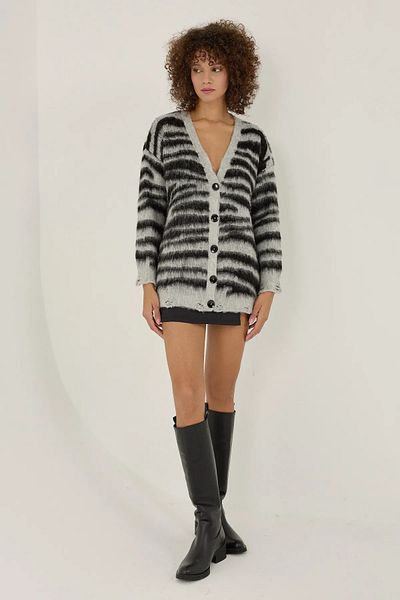 Hiccup Cardigan supradimensionat cu model zebră