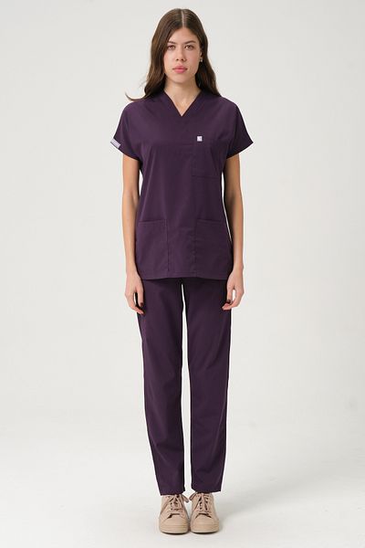 Pratik Medikal Lycra Scrubs Dark Purple Bat Sleeve Doctor Nurse Jersey Team